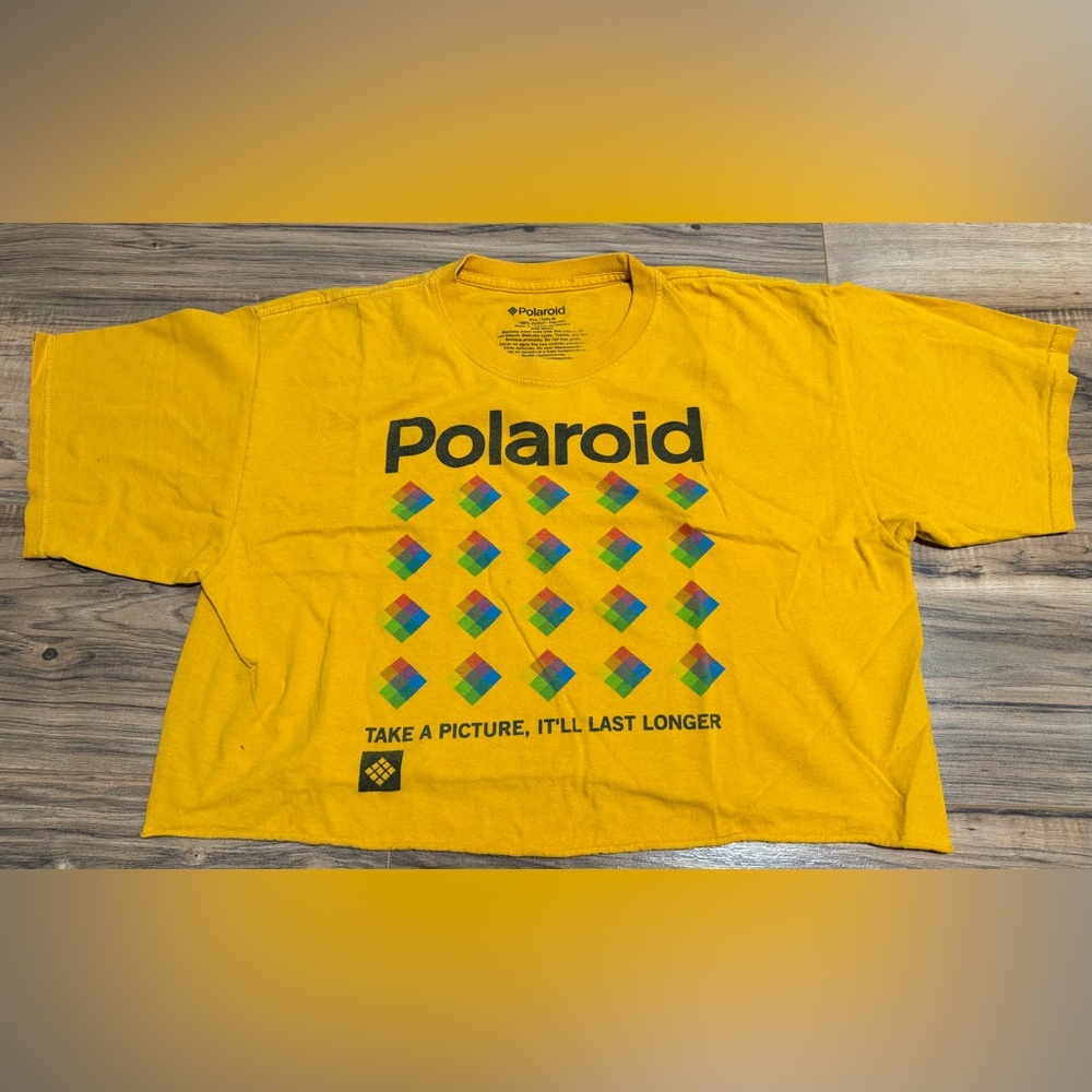 Polaroid Vibrant Yellow Tee with Colorful Squares